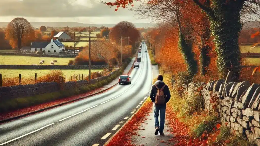 Pedestrians accident during autumn in Northern Ireland 